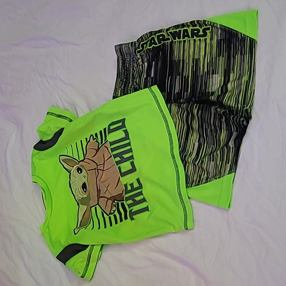 💥5/$25 Jumping Bean Boys 4T Green Black Short Sleeve Shirt Top & Shorts Outfit